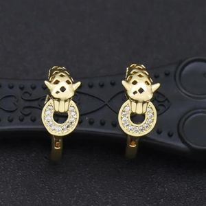 Huggie Hoop Huggie Goth Panther Sleeper Boucles d'oreilles Homme Or Roulé Punk Bijoux CZ Pierre Pavée Léopard Hypoallergénique Boucle D'oreille Cerceaux Pante