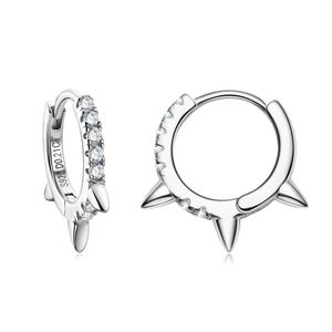 Huggie IOGOU 1,5 mm zwart/wit echte Moissanite hoepel oorbellen voor vrouwen accessoires sieraden 925 kleine zilveren oorbellen verlovingscadeau