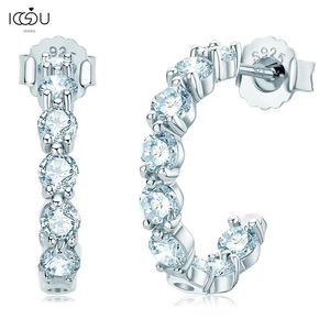 Huggie IOGOU Boucles d'oreilles demi-créoles en moissanite pour femmes et filles en argent sterling 925, coupe ronde de 3 mm, boucles d'oreilles ouvertes, bijoux d'anniversaire, cadeau