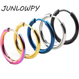 Huggie Junlowpy 2.5 mm de ancho Hombres de acero inoxidable Hip Hop Helix Pendientes de aro de Helix HoP Huggies Joyas perforantes