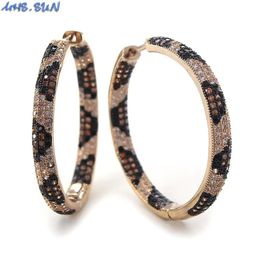 Huggie Mhs.sun nouvelles grandes boucles d'oreilles léopard femmes/filles mode mosaïque Aaa Zircon boucles d'oreilles couleur or bijoux d'oreille