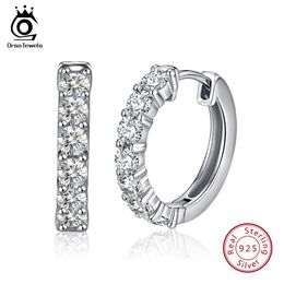 Huggie ORSA JEWELS Authentique 925 boucles d'oreilles en argent Sterling pour femmes AAA cubique Zircon 17mm boucle d'oreille ronde bijoux de fête 2019 OSE82