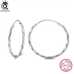 Huggie ORSA JEWELS Minimalisme 925 Argent Géométrique Boucles D'oreilles pour Femmes Filles Mode Bref Grandes Boucles D'oreilles Rondes Bijoux Cadeaux APE40