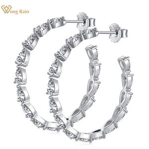 Huggie wong chuva 100% 925 prata esterlina pêra corte diamantes de alto carbono pedra preciosa feminino casamento hoop brincos jóias finas atacado