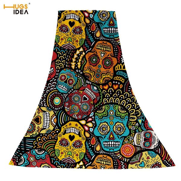 HUGSIDEA Colorido Sugar Skull Toalla de playa Multi Color Floral Skull Ducha / Manta de baño Microfibra suave Viaje Picnic Toalla Hogar 201217