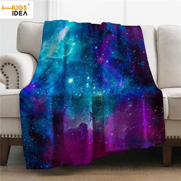 HUGSIDEA Custom Photo Design Flanelle Couverture polaire Galaxy Space Modèle Canapé Lit chaud Couverture Couverture adulte 201130