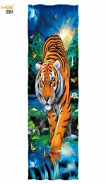 Hugsidea Microfiber Towels Moonlight Tiger 3D Design grande serviette de plage épaisse pour homme cool Femmes voyage