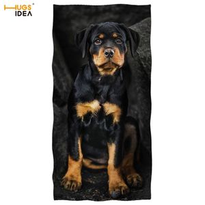 HUGSIDEA Pet Dog Print Douche Serviette de plage Sandy Preuve Rottweiler Design Serviettes 3D Animal Yoga Couverture de natation Serviettes en microfibre 201217