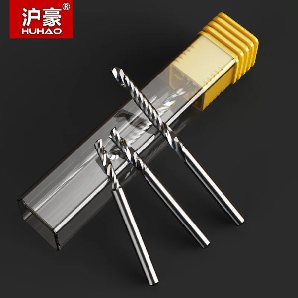 Huhao 3,175 mm Moignant EXTRIEUX MULLING ONE FLUTE TUNGSTEN SPIRAL ROUTER BITS CNC Machinery Tool adapté à la coupe PVC acrylique