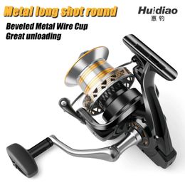 Huidiao Fishing Reel 12000 10000 9000 Metail Line Cup 30kg Max Drag Long S Saltater Spinning Coil 240506