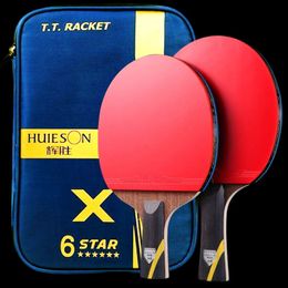 HUIESON 5/6 étoiles Table de tennis Racket Carbon Offensive Ping Pong Racket Paldle avec sac de couverture 240515