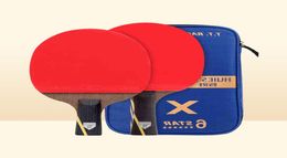 Huieson 6 étoiles lame en Fiber de carbone raquette de Tennis de Table Double Face boutons Ping-Pong Paddle ensemble de raquette 2201058654826