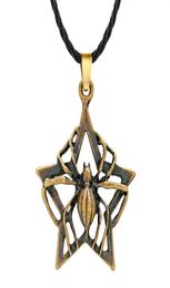 Huilin bijoux punk animal insect araignée collier antique bronze rock star pendant