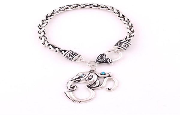 Huilin joyería vikingo OM hindú Ganesh elefante colgante India amuleto religioso cadena de trigo pulsera 252g3706603