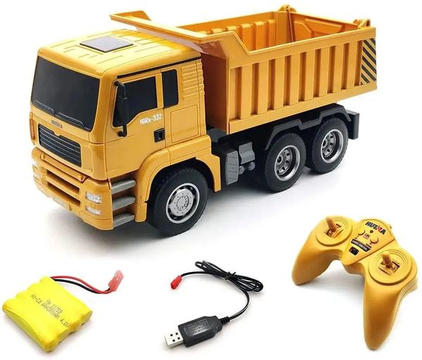 HUINA 1337 1/18 RC Truck Dump 6CH mini juguetes de control remoto para niños cumpleaños regalo de Navidad vehículos de construcción 231228