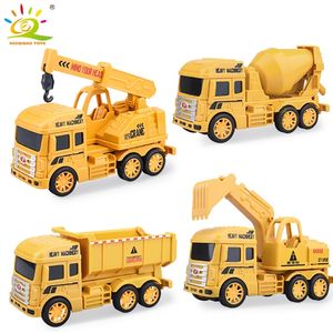 Huiqibao Diecast auto -engineering model graafmachine Crane Dump Truck vuilnisvoertuig klassieke stadsconstructie kinderen speelgoed voor jongen 220715