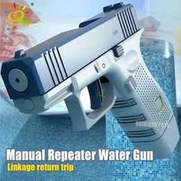 Huiqibao Glock Manual Gun Gun Portable Playa de verano Play Outdoor Pistol Fight Potente arma de arma para niños Niños para niños Adulto 240420