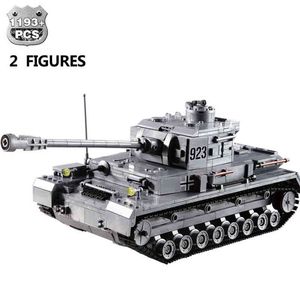 Huiqibao Militaire Duitse Tiger Tank Classic Model Bouwstenen met 2 WW2 Army Soldier Bricks Construction Toys for Children AA220317