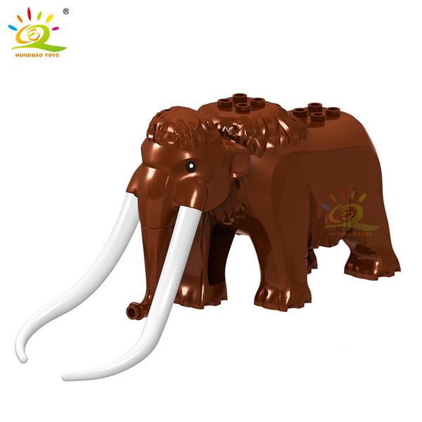 Huiqibao Single Vente Animal Tiger Elephant Model Building Blocys City DIY Gift Wolf Horse Zoo Creative Bricks Toys for Children