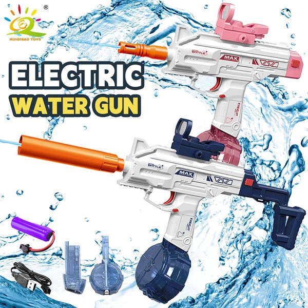 Huiqibao Uzi électrique Auto Subachine Water Gun portable Summer Outdoor Beach Fantasy Waters Fights Toys for Children Boys Cadeaux 240422