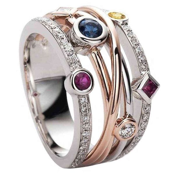 Huiran mode croix féminine doigt bague bijoux blanc / jaune bleu / rose rouge cz brillant stone soirée fête accessoires stylés cadeau