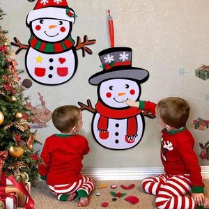 Huiran voelde Snowman Wall hanger Kerst ornamenten Merry Christmas Decorations for Home Navidad Noel Decor Kids Kids Gift 201027