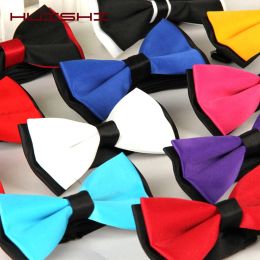 HUISHI Black Bow Tie Male Solid Color Marriage Bow ties For Men Candy Color Butterfly Cravat Two Tone Bowtie Butterflies