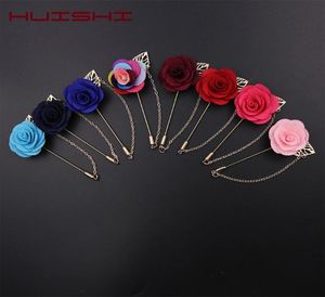 Huissi Flower Pin Men Fashion Fashion Suisse Malle Feuilles de rose Camellia Brooches Corlors Collier Fleurs d'aiguille Chaîne à la main Lapon8301894