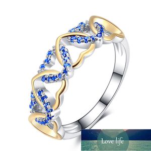 Huitan Band Ring avec Love Heart Design Colorful CZ Pave Setting Silver Plated Best Christmas New Year Gift Rings for