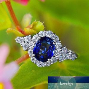 HUITAN elegante anillo de dedo vintage bohemio con ajuste de piedra azul profundo accesorios favoritos de las señoras regalo de verano para novia
