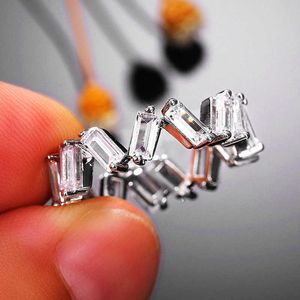 Huitan Koreaanse stijl geometrische CZ-belofte ringen voor vrouwen eenvoudige stijlvolle partij vinger accessoires veelzijdige verklaring sieraden hot x0715