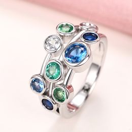 Anéis femininos da moda moderna Huitan com zircônia cúbica multicolorida para uso diário acessório de dedo chique joias para festa de aniversário