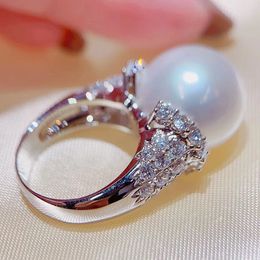 Huitan doux Imitation perle anneaux femmes fiançailles fête de mariage luxe mode femme doigt accessoires éternité bijoux 2022
