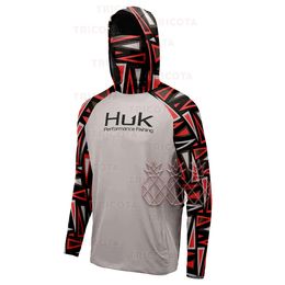 HUK Sudaderas con capucha de pesca Camisas Cubierta facial Ropa de pesca Hombres al aire libre Manga larga Transpirable Protección UV UPF50 Camisetas de pesca 240220