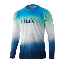 HUK Camisa de pesca UPF 50 Hombres Transpirable Camisas de pesca de secado rápido Manga larga Protección UV Sudaderas Ropa de pesca de verano 220815