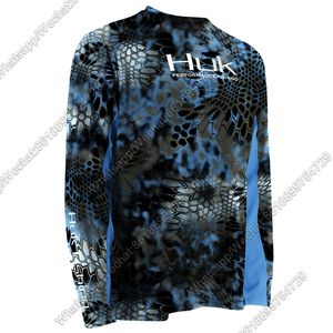 HUK Fishing Wear Blue Upf 50 Uv Custom Fishing Shirt Lange mouw zomerjas Ademende jurk Camisa Pesca Jersey Vissenschubben 220718