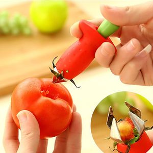 Hullers Metaal Plastic Fruitblad Gadget Tomatenstelen Aardbeienmes Stem Remover Keuken Kookgereedschap TLY024