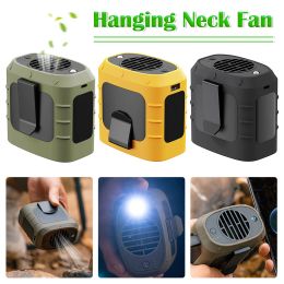 Hulpmiddelen Ventilateur de cou suspendu USB Lampe de poche intégrée sans lame Double clip 8000 mAh Banque d'alimentation Type C Charge avec lanière pour le camping et la pêche