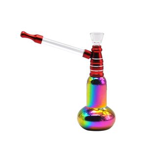 Hulu Style Rainbow Hookah Shisha Fumar Pipa de agua de vidrio 140 MM Aluminio Metal Tabaco Plataforma petrolera Cera Pipa de agua para fumar Pipas de agua Bongs