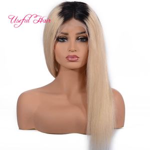 Menselijke Blonde Haarkant Wigs1BT613 Straight Haar Pruiken Ombre Blonde Kant Front Pruiken Menselijk Haarkant Lang