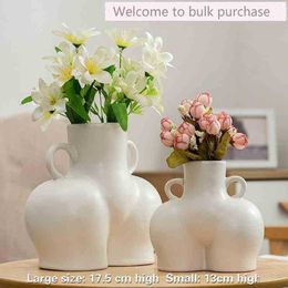 Corps humain Butt Ceramic Vase Nordic ins Wind Home Decoration Crafts Ornements Simulation Corps Art séché Vase Flower Vase 21042337