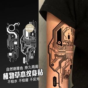 Circuit imprimé du corps humain Cyberpunk Robot Jus à base de plantes Autocollants de tatouage Autocollants imperméables Bras Tatouage Art de tatouage temporaire