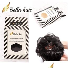 Human Chignons Bella Hair 100% rommelige Buns Scrunchie Bun Hairpiece Gavy Curly Ponytail Extensions Updo Pieces 1B 4 8 27 30 60 Black B DHL1T