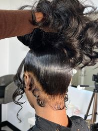 Human Chignons Body Wave 360 Full Lace Wig Cheveux Pré-plumés HD Frontal Perruques Pour Les Femmes Brésiliennes Haute Queue En Vente Livraison Rapide 230807