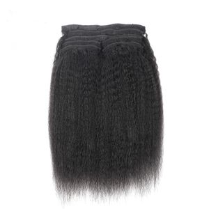 Clip humain dans les extensions de cheveux 9pcs clip yaki grossier brésilien dans les extensions de cheveux 120g cheveux raides crépus