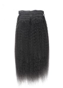 Clip humain dans les Extensions de cheveux 9 pièces pince yaki grossière brésilienne dans les Extensions de cheveux 120g cheveux raides crépus 6602655