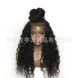 pelucas rizadas humanas fibra química fibra frontal casquillo de peluca mujer peluca de media mano cabello rizado largo