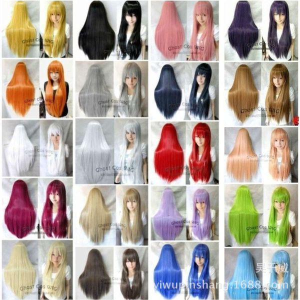 pelucas rizadas humanas Cos Cos Anime Wig 80cm Cosplay Long Longs Wigs con varios estilos de pelucas de colores