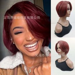 perruques bouclées humaines à la mode et à la mode cheveux courts courts pour les femmes rouges rouges fractionnés de cheveux wig 2020 Femmes personnalisées