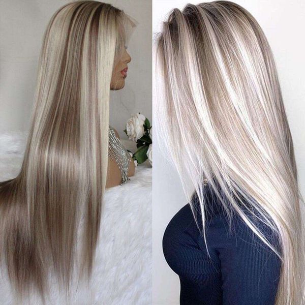 pelucas rizadas humanas Venta caliente Nuevo Producto Alta temperatura Seda Long Long Cabello liso encaje del frente